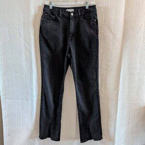 Warp + Weft MAB Slim Straight Claremont Jeans Black Size 8/29 front hem slits